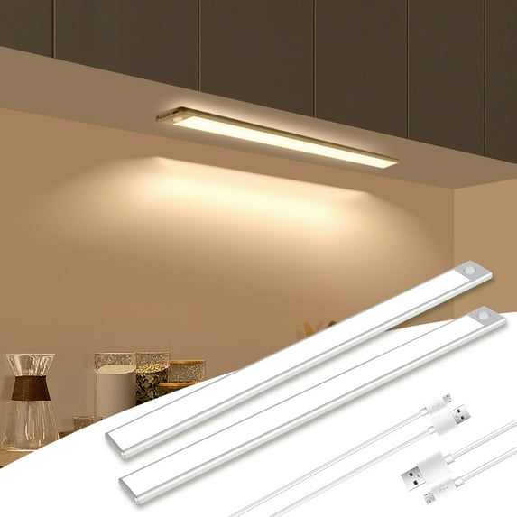 CHENBEN 73 LED Under Cabinet Lights USB Motion Sensor Cupboard Light Wireless Rechargeable 40cm 3000K Warm Light Wardrobe Lights for Cupboard Closet Stairs Hallway Bedroom