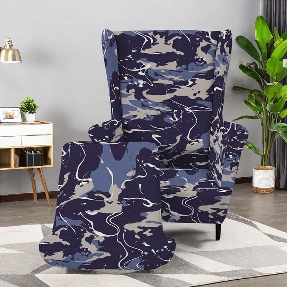 CHENDIAN Stretch Wingback Chair Slipcover, Fashion Spandex Chair Covers Furniture Protector, Living Room Wing Back Chair Covers with Arms