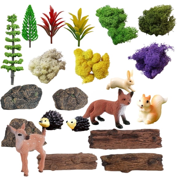 CHENFENG Fairy Garden Accessories 21 Pcs Mini Forest Set Resin Animals Moss DIY Craft