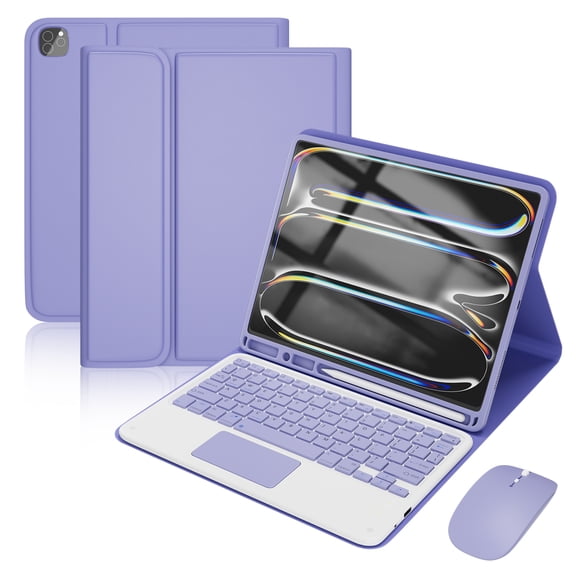 CHENGDAO Case with Keyboard Compatible with iPad 10th 11th Gen A16 & Air 10.9, Detachable Cover with Mouse for iPad Pro 11 Inch - Purple