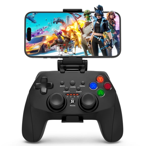 CHENGDAO Mobile Controller with 2.4G Receiver, with Mobile Phone Holder, Compatible with PC/Android Phone/iPhone-Black