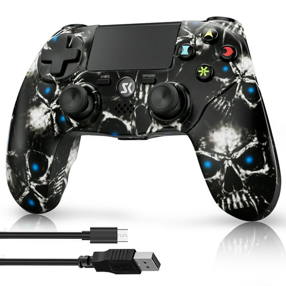 CHENGDAO P4/PC Wireless Controller, 6-Axis Sensor, Dual Vibration, LED Indicator, Touchpad - Black