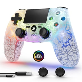 CHENGDAO Wireless Controller for P4/PC, with RGB Lighting, Double Shock, 6-Axis Gyro Sensor-White