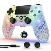 CHENGDAO Wireless Controller for P4/PC, with RGB Lighting, Double Shock, 6-Axis Gyro Sensor-White