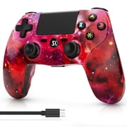CHENGDAO Wireless Controller for P4/Slim/Pro/PC, 6-Axis Sensor, Dual Vibration, Red Universe