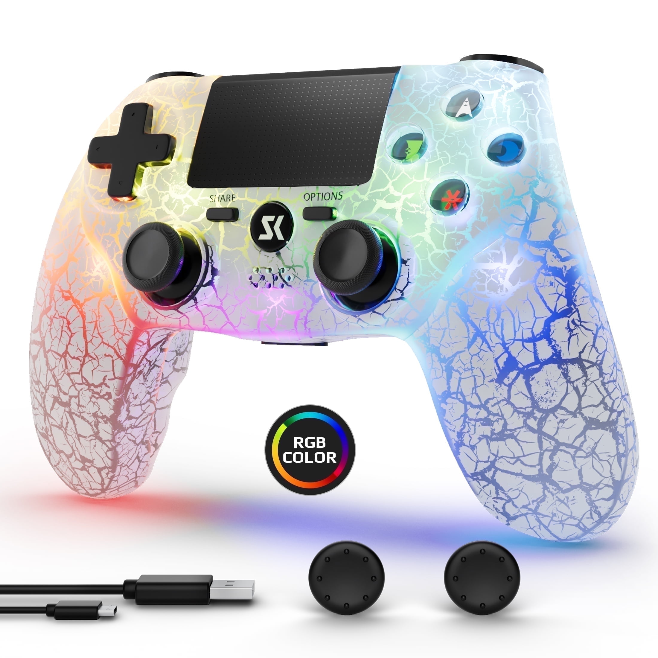 CHENGDAO Wireless Controller for P4/PC, with Dual Vibration,6-Axis Motion Control-White