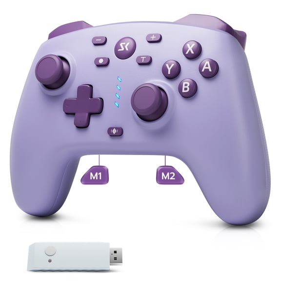 CHENGDAO Wireless Controller for Switch/Lite/OLED/Switch 2, Hall Effect Joystick & Trigger, 2 Programmable Back Buttons, Purple