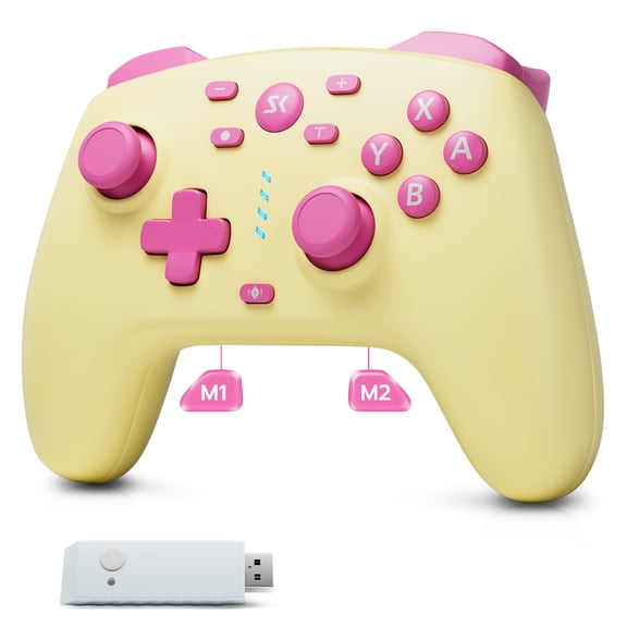 CHENGDAO Wireless Controller for Switch & Switch 2, Hall Effect PC Controller with 2 Programmable Back Buttons, 2.4G/Bluetooth/Wired - Cake Yellow