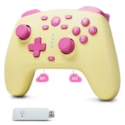 CHENGDAO Wireless Controller for Switch & Switch 2, Hall Effect PC Controller with 2 Programmable Back Buttons, 2.4G/Bluetooth/Wired - Cake Yellow