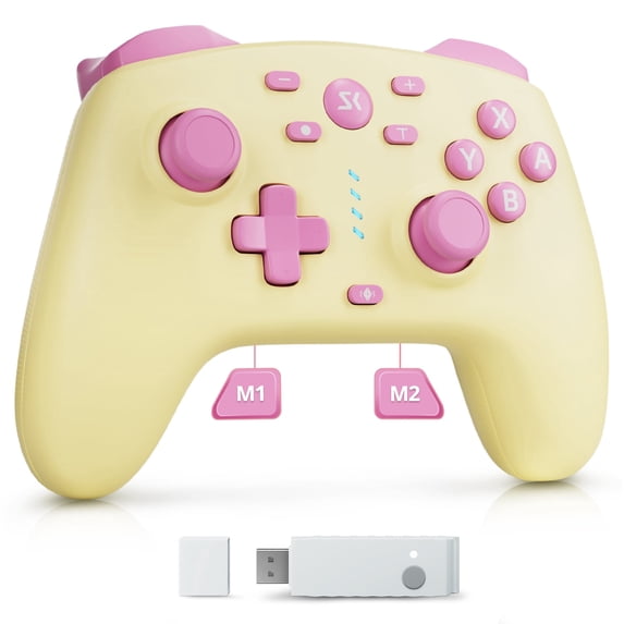 CHENGDAO Wireless Controller for Switch & Switch 2, Hall Effect PC Controller with 2 Programmable Back Buttons, 2.4G/Bluetooth/Wired - Cake Yellow
