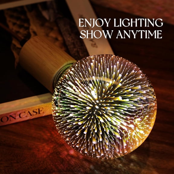 CHENGJIA 3D Fireworks Decorative Light Bulb, E26 Base, 7W, AC100-240V, Glass Bulbs with Soft Warm Light, Shiny Decor for Home, Bedroom, Party (Included 1 G125 Bulb)