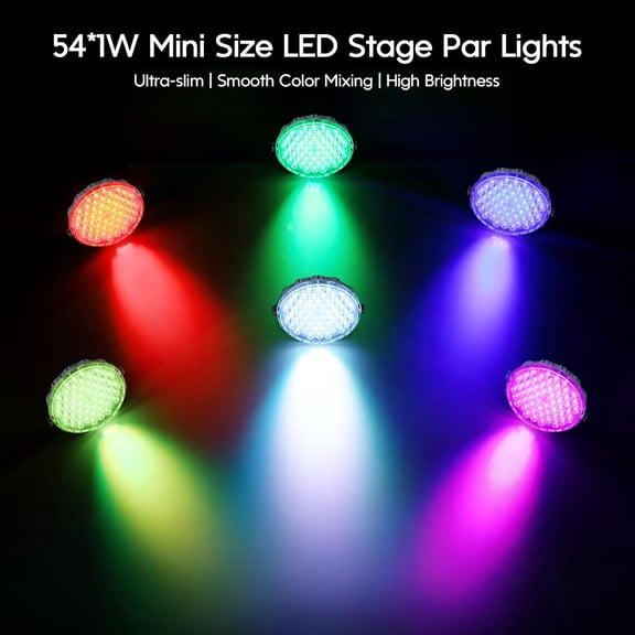 CHENGJIA 54x1W RGB LED Stage DJ Par Lights with Remote Control, 4 Pack