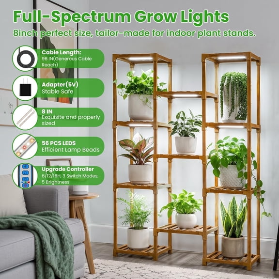 CHENGJIA 8in LED Grow Light Strip for Indoor Plants Growing, Full Spectrum