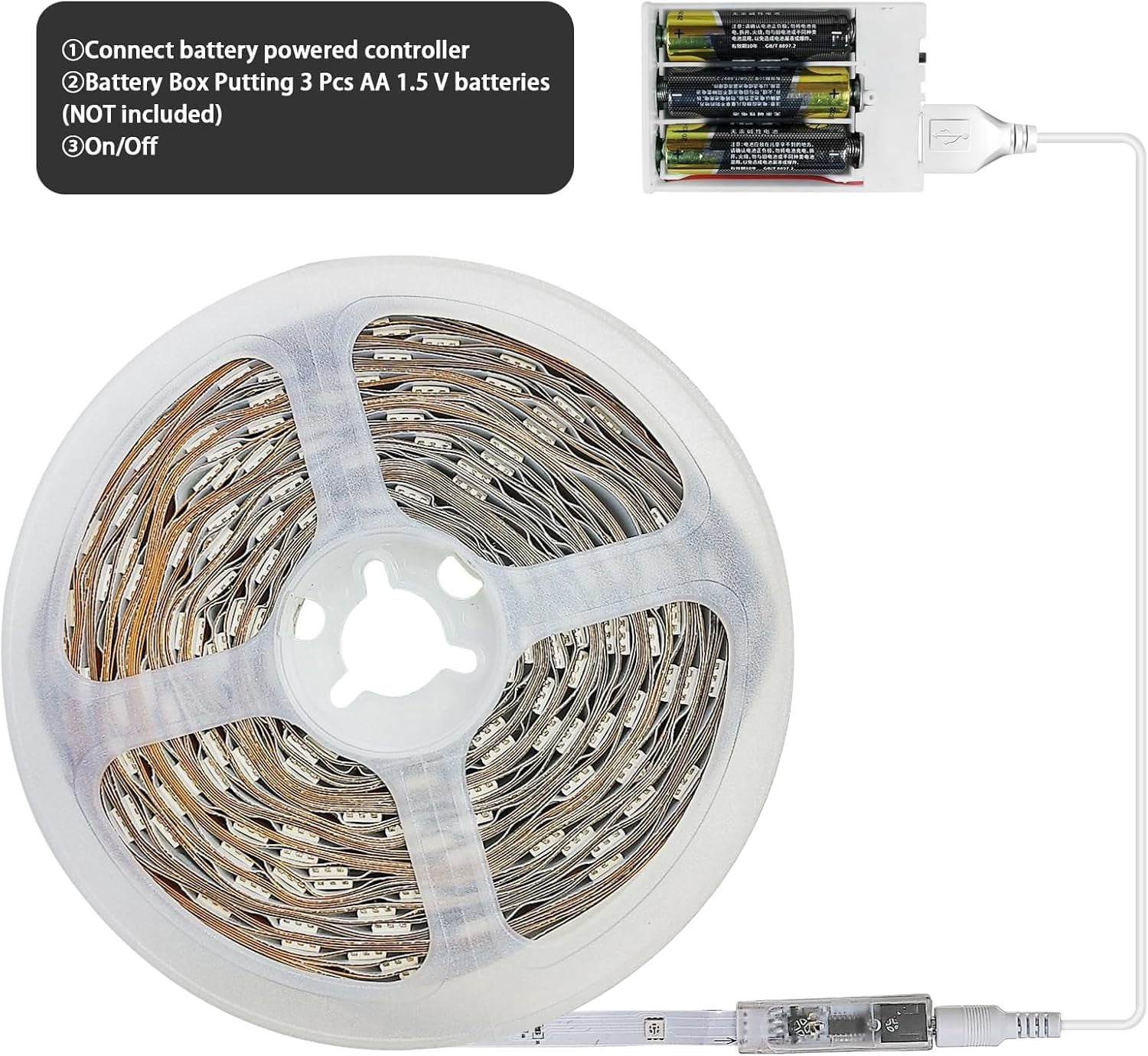 Music Video Led Light CHENGJIA Battery Powered LED Strip Lights 25ft, Battery Operated LED ...