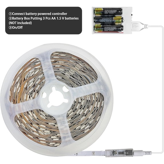 Led Bulb Live CHENGJIA Battery Powered LED Strip Lights 25ft, Battery Operated LED ...