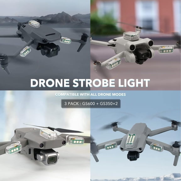 CHENGJIA Drone Strobe Lights (3 Pack), Meets FAA Anti-Collision Req for Night Flying, 3 Color in 1 Light, for DJI Mini 3/4/5 Pro, Mini 4K, Mavic 4/3/Pro/Classic, Air 3S/3/2s, Avata 2