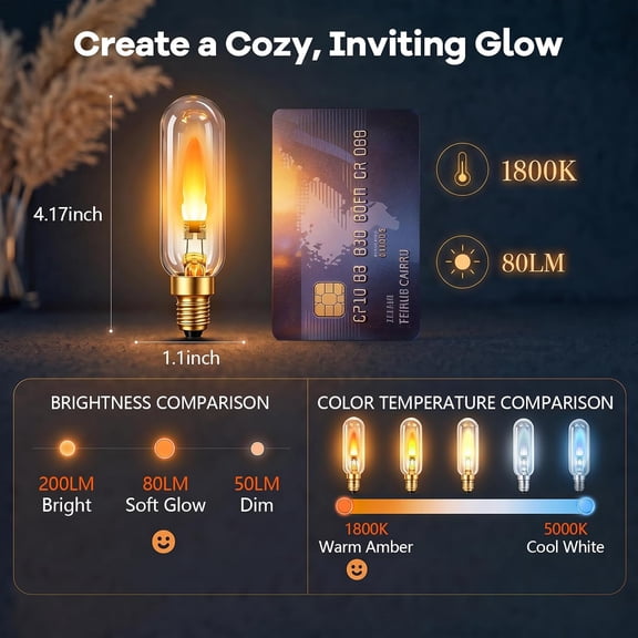 CHENGJIA E12 Flame Light Bulbs for Halloween Christmas Decorations, 2 Modes
