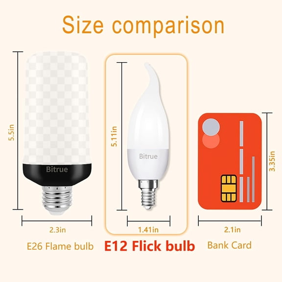 CHENGJIA LED Flickering Bulbs, 3 Modes, E12 Chandelier Base,Home Decor,6-Pack