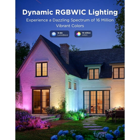 CHENGJIA Outdoor Spot Lights 2, IP67 Waterproof Spotlights, RGBWIC, 2 Pack