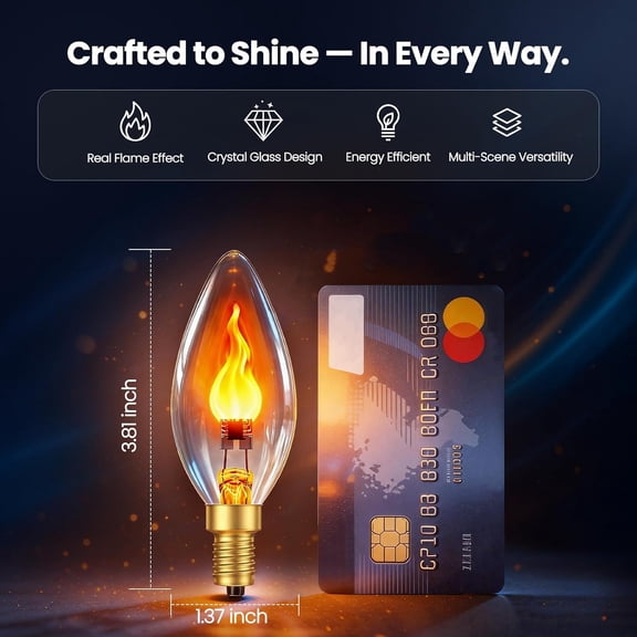 CHENGJIA Real Flame Light Bulbs, E12 Flickering Bulb for Indoor Outdoor