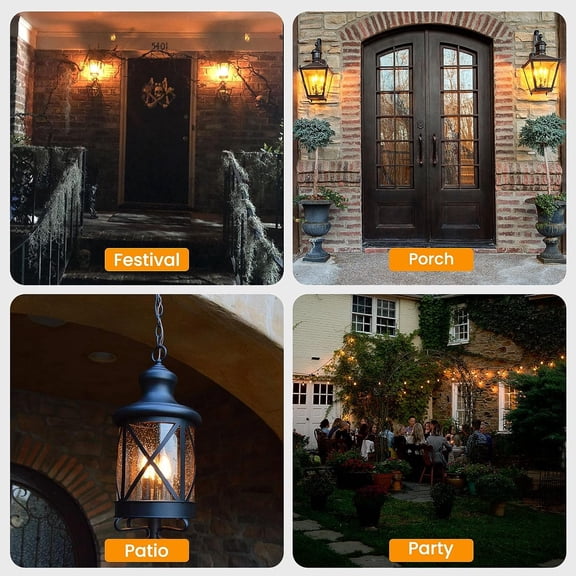CHENGJIA Upgraded E12 Flame Light Bulbs, Real LED Flickering Effect, 3 Mode