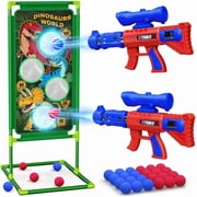 Atvuaey Dinosaur Foam Ball Launcher Toy,Shooting Target Game 2 Air Pump Launchers 24 Soft Balls,Outdoor Active Play Toys,Gifts for Boys Girls Age 3-12
