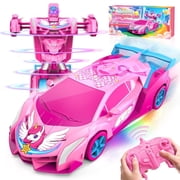 Atvuaey Pink Unicorn Transform RC Car with LED Lights, Fast 360&deg;Rotation & 2.4GHz Robot Remote Control Car, Birthday Gifts for 3-12 Year Old Girls