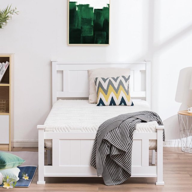 CHENGSHI Twin Bed Frame Solid Wood Platform Bed Frame, Single Bed with