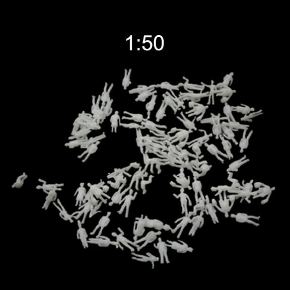 CHENGSI 1:50 Scale Unpainted White Model Figures Pack of 50 Architecture Miniatures for Sand Table Making Scene Decoration Outdoor Landscape DIY Projects