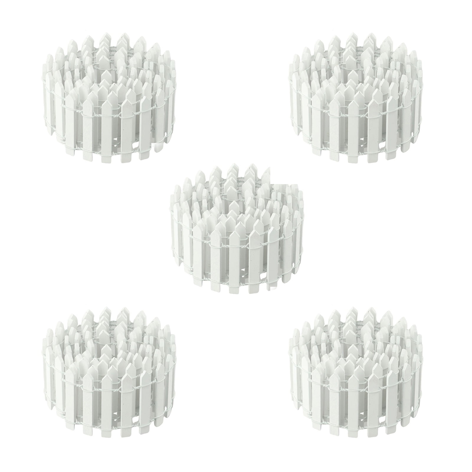 CHENGSI 5 Pieces 39×1.9 Inch Miniature Fairy Garden Fence, Decorative Wooden White Picket Fence, Mini Farm Fence for Crafts, DIY Diorama Project, Dollhouse, Plant Pot (White)
