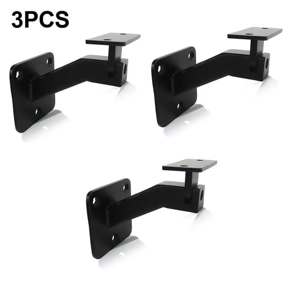 CHENGSI for Adjustable Handrail Brackets for Indoor Stairs Black Stair Railing Support Swivel Design Easy Installation Iron Construction Pack of 3 Home Improvement Hardware