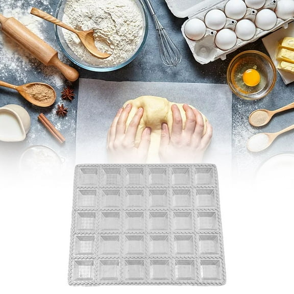 CHENGSI for DIY Ravioli Maker Dumpling Mold Press Aluminum Alloy Pasta Dough Cutter Square Ravioli Maker Kitchen Gadget Tool with 4 Non-Slip Feet for Home Cooking 7.72"x6.5"