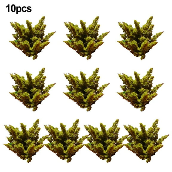 CHENGSI Dark Green Artificial Bushes Shrubs 3cm Tall 10 Pcs Realistic Outdoor Decor Sun Resistant Plastic Plants for Garden Landscape Home Office Patio Wedding DIY Projects