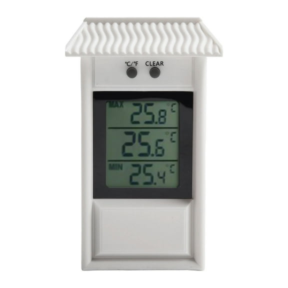 CHENGSI for Digital Greenhouse Thermometer with Max/Min Temperature Memory - Indoor Outdoor Garden Wall Room Thermometer with Celsius Fahrenheit Conversion, Waterproof IP45 (White, Black)