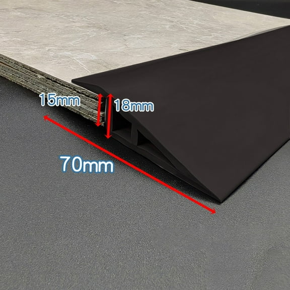 CHENGSI for Floor Transition Edge Strips 1m PVC Self-Adhesive Cover Strips for Floors Carpet Edge Trim Threshold Transition Closure Waterproof Wear-Resistant Easy Install Black