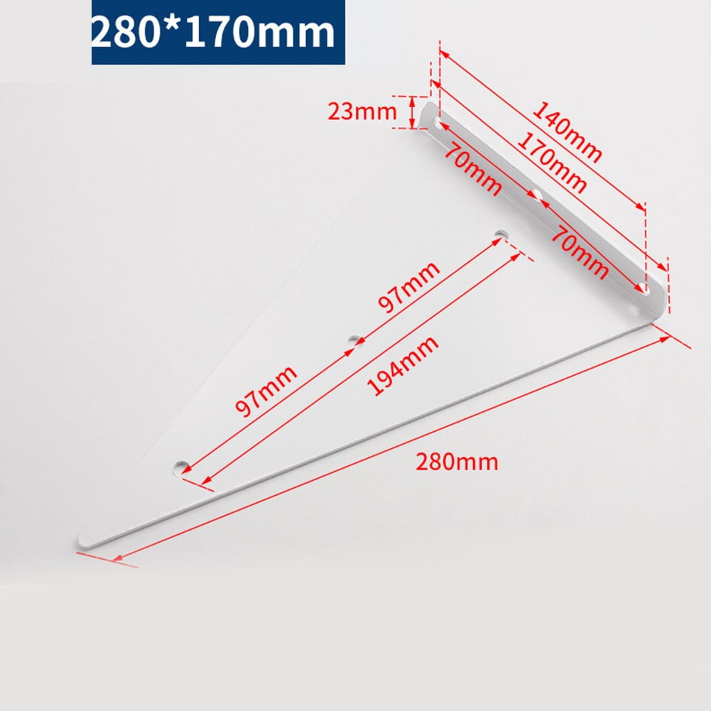 CHENGSI for Heavy Duty Triangle Shelf Support Brackets Wall Mounted Invisible Furniture Hardware Steel Plate Brackets for Shelves Cabinets Easy Installation White 280mm
