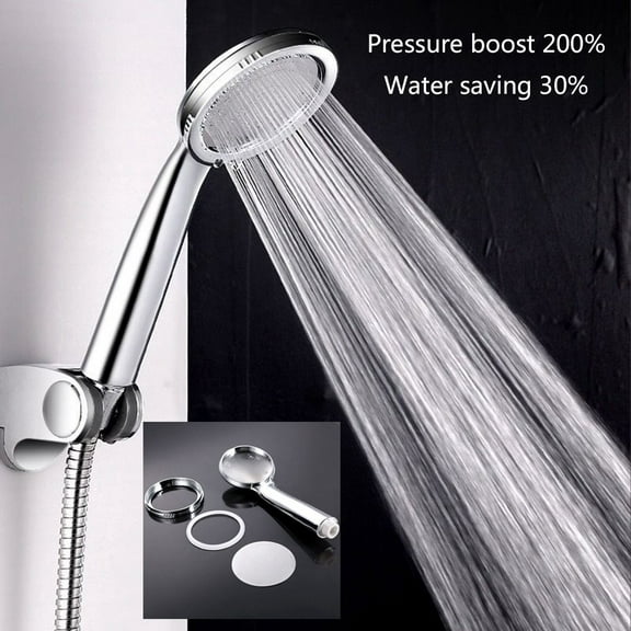 CHENGSI for High Pressure Handheld Shower Head, Water Saving Showerhead with Stainless Steel Panel, Self-Pressurizing Stream Hole, 1/2" Standard Connection, Multi-Layer Plating for Bathroom