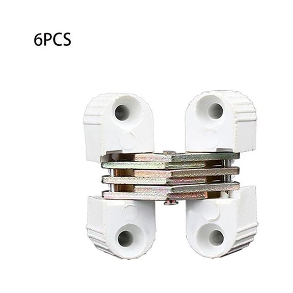 CHENGSI for Invisible Folding Door Cross Hinges Set of 6, Plastic Concealed Hinges for Furniture, 180 Degree Opening Angle, White, Modern European Classical Style