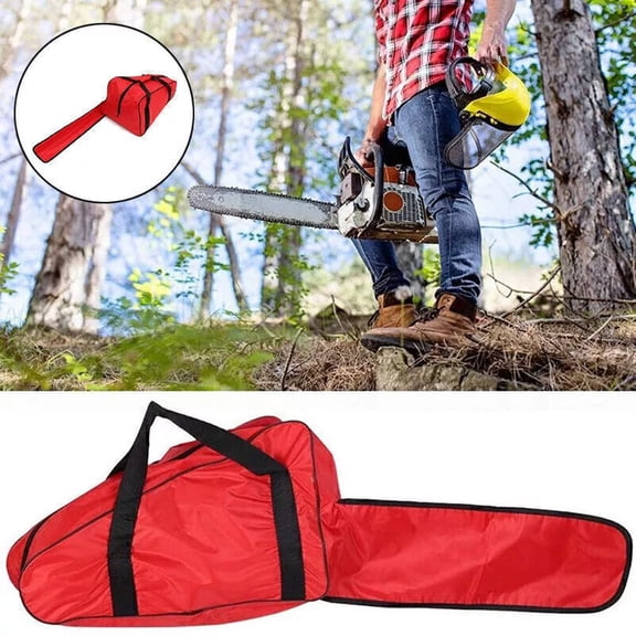 CHENGSI Oxford Fabric Chainsaw Carry Case Protective Bag for 12" 14" 16" Chainsaws, Portable Storage Holdall with Handle, Red Saw Carrying Case for Agriculture and Forestry