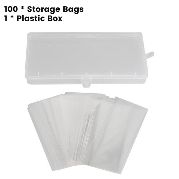 CHENGSI for Paper Money Collection Storage Set - 100 Transparent Polypropylene Banknote Sleeves with Protective Box, Currency Holders for Coin Collectors, 14x6cm Bags, 18x9cm Case