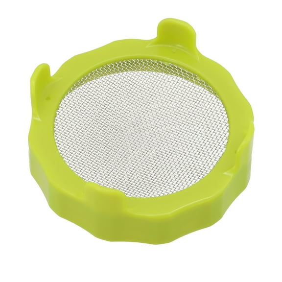 CHENGSI Plastic Sprout Lid with Stainless Steel Mesh for Wide Mouth Mason Jars, Sprouting Cover for Growing Alfalfa, Beans, Salad Greens, Easy to Clean, 4-Foot Holder (Green)