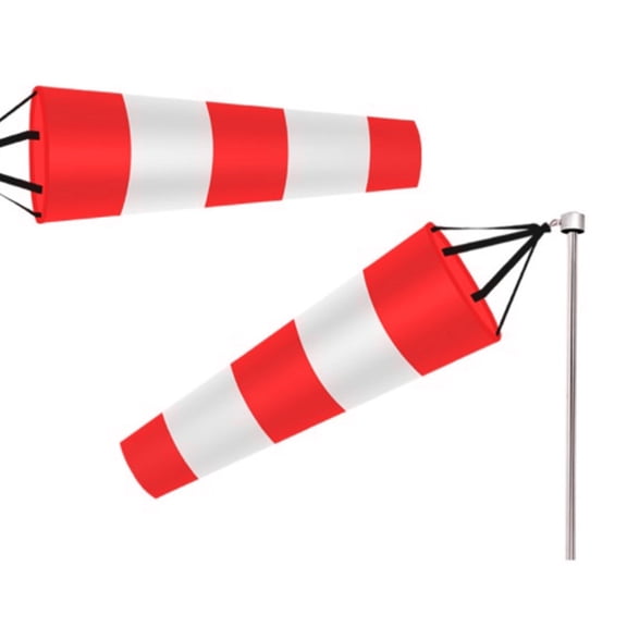 CHENGSI Red White Airport Windsock Rip-Stop Polyester Wind Measurement Sock Bag with Reflective Belt for Meteorology Chemicals Agriculture Industries 80cm