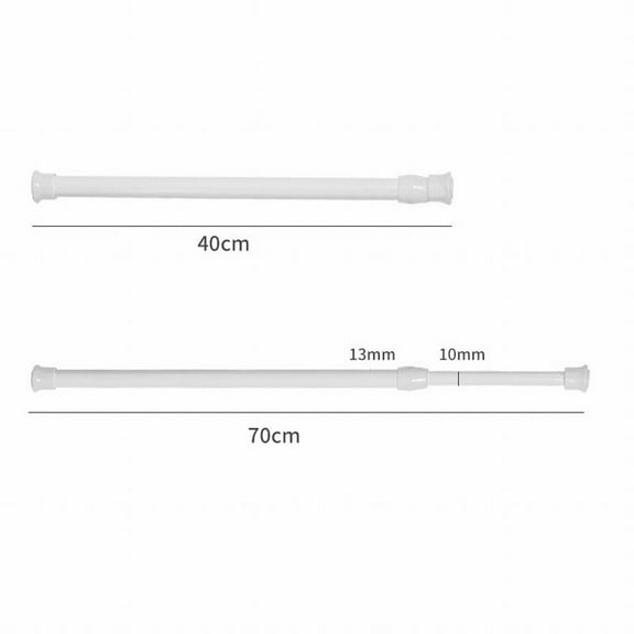 CHENGSI for Spring Loaded Extendable Telescopic Curtain Rod Tension Pole for Bathroom Kitchen Window Wardrobe No Drill Adjustable Length 40-70cm White
