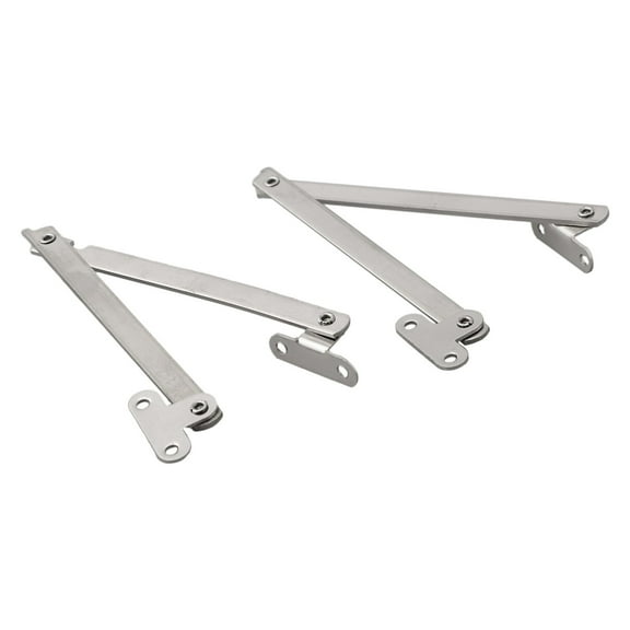 CHENGSI for Stainless Steel 180 Degree Folding Lid Support Hinges for Furniture Cabinet, Anti-Rust Box Lid Stays with Soft Close, Office Shelf Bookshelf Hardware, 2 Pieces Set (Left and Right)