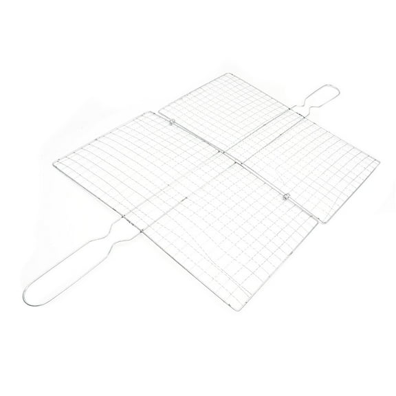 CHENGSI Stainless Steel BBQ Fish Grilling Basket Foldable Grill Net for Meat Vegetable Outdoor Cooking Camping Kitchen Gadget Barbecue Accessory 360 Rotation Dishwasher Safe