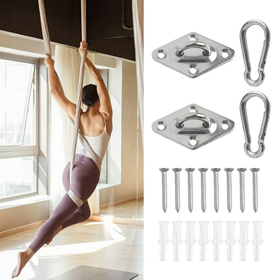 CHENGSI for Stainless Steel Ceiling Hanging Hook Set for Swing Chair, Hammock - Heavy Duty Bracket Hardware Kit, Weather Resistant, Anti-Rust, 100kg Load Capacity, 2 Door Buckles, 2 Gourd Buckles