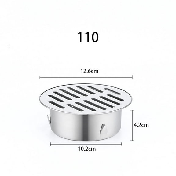 CHENGSI for Stainless Steel Floor Drain Cover Round Balcony Roof Drainage Anti-Clogging Large Displacement Rain Pipe Cap for Outdoor Garden PVC Pipe Easy Install Ø110mm