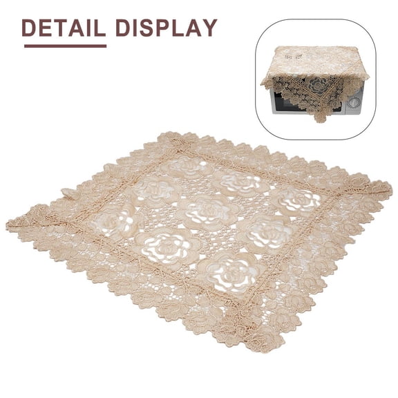 CHENGSI for Vintage Hollow Lace Flower Table Runner Tablecloth Cover for Home Party Christmas Decor, Elegant Tea Dining Table Decoration, Coffee Color, 60x60cm