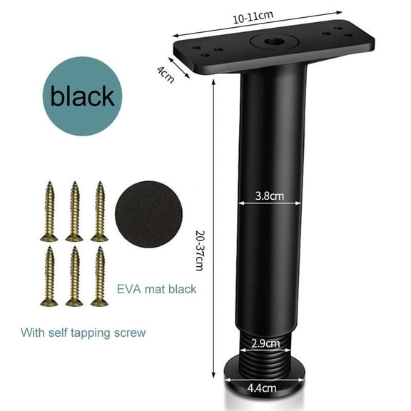 CHENGSI for Adjustable Telescopic Furniture Heightening Bracket Bed Beam Support Fixer Steel Construction Easy Installation 20-37cm Black