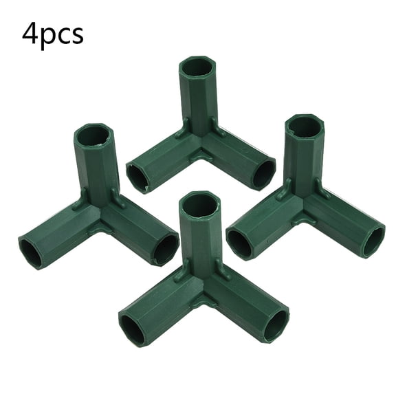CHENGSI for Garden Plant Support Connectors 4-Pack - 16mm Plastic Frame Joints for Greenhouse, Awning, Climbing Plants - DIY Bracket Set (Green)